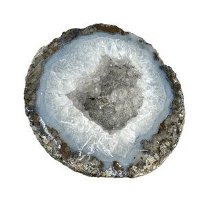 Natural Geode Rock Half With Crystalline Interior For Display Or Collection READ